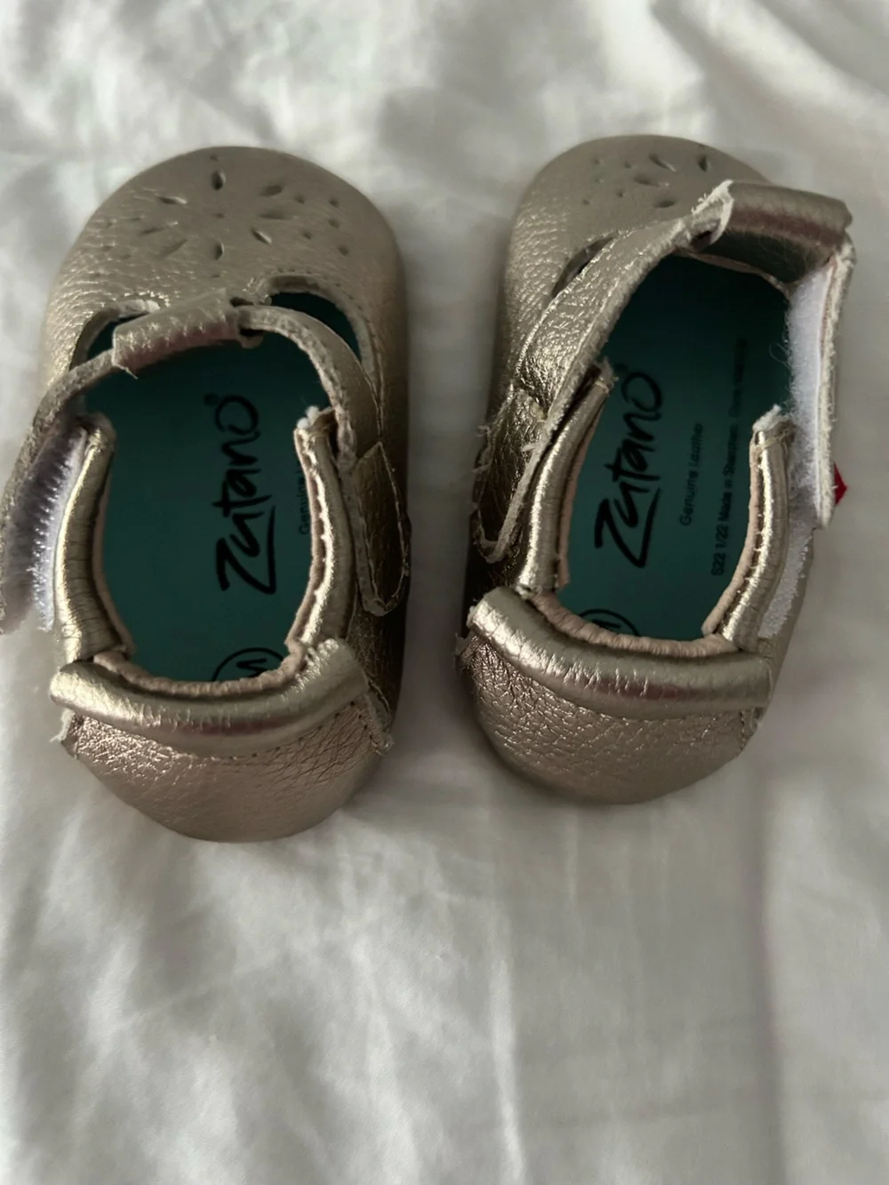 Zutano Metallic Gold Baby Mary Janes with Hook Strap